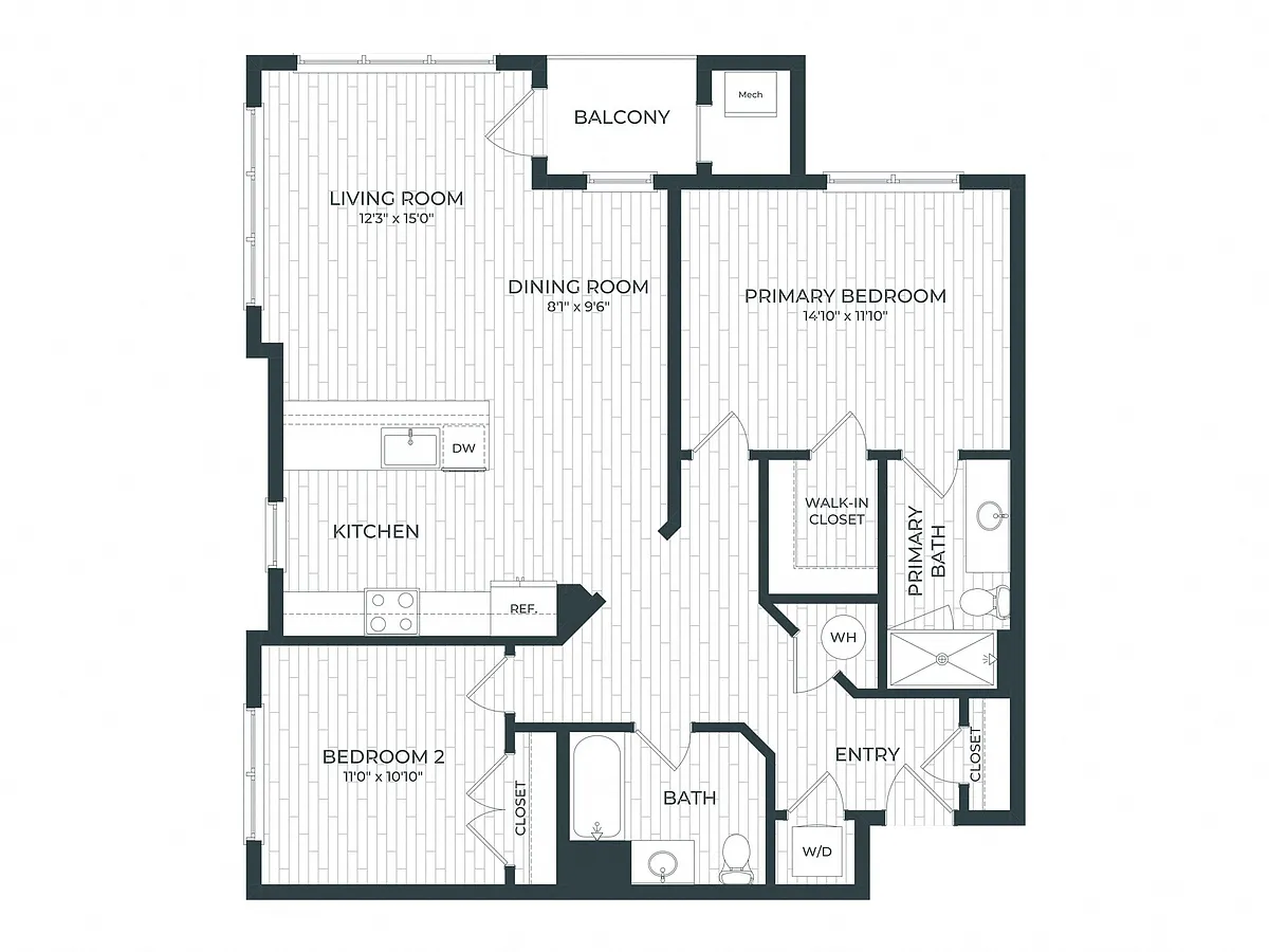 Floor plan B2-A | 2 Bed | 2 Bath