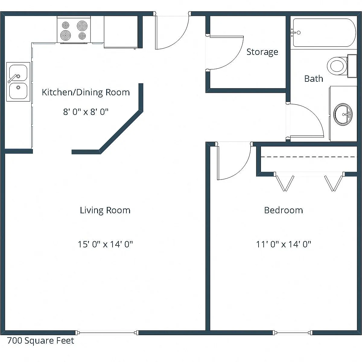 Floor plan One Bedroom 11A
