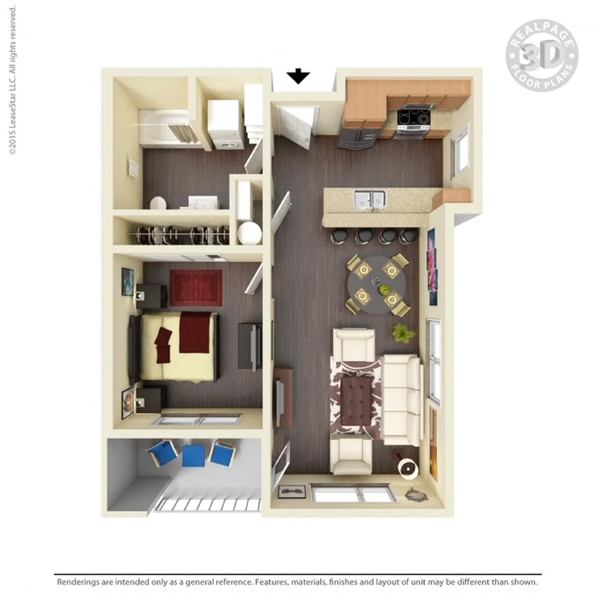 Floor plan 1 Bed 1 Bath A Phase II