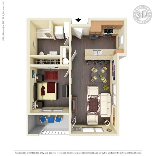 Floor plan 1 Bed 1 Bath A Phase II