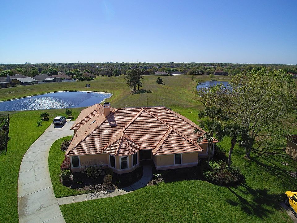 Drone view of home and yard