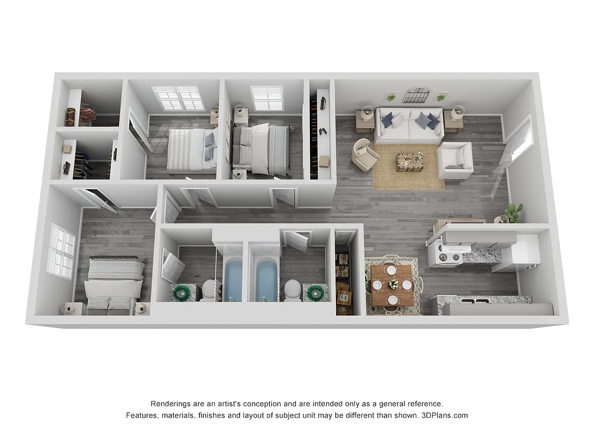 Floor plan 3x2 Renovated 1200 sq ft