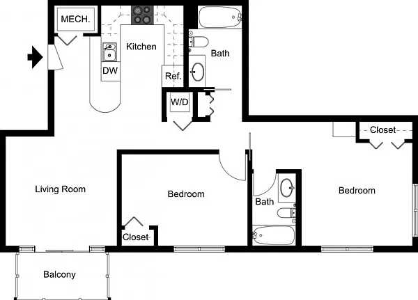 Two Bedroom, Two Bath - Medium Two Bedroom, Two Bath - Medium