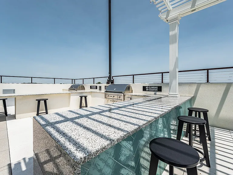 Grilling Station with Bar Top on Rooftop Deck