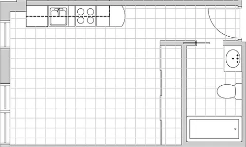 Floor plan Bachelor 0 Bed 1 Bath