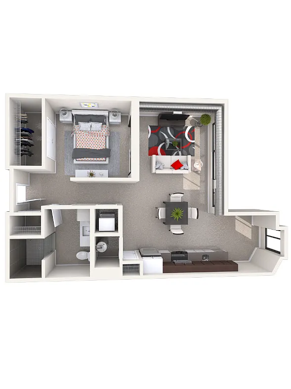 Floor plan A3 - 1 Bedroom 1 Bath