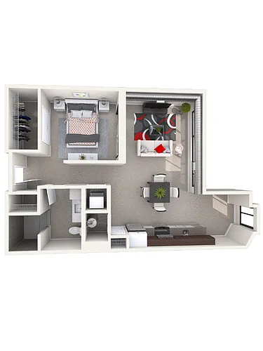 Floor plan A3 - 1 Bedroom 1 Bath
