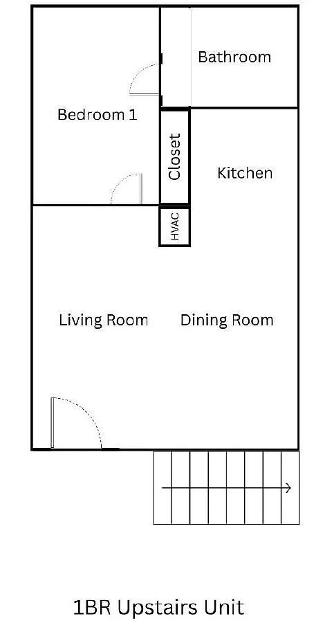 Floor plan 1 bed 1 bath- upstairs