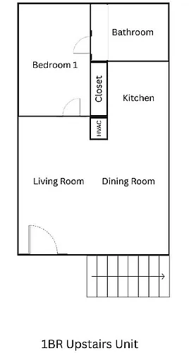 Floor plan 1 bed 1 bath- upstairs