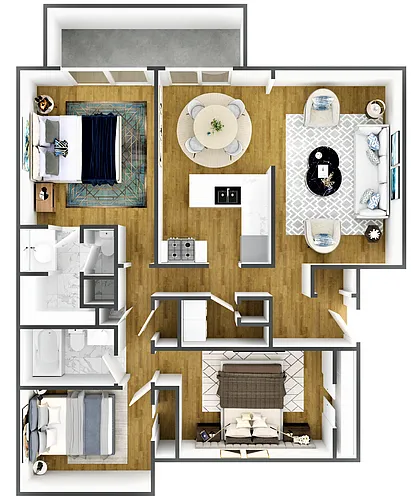 Floor plan Three Bedroom Two Bath