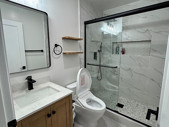Walk in shower bathroom