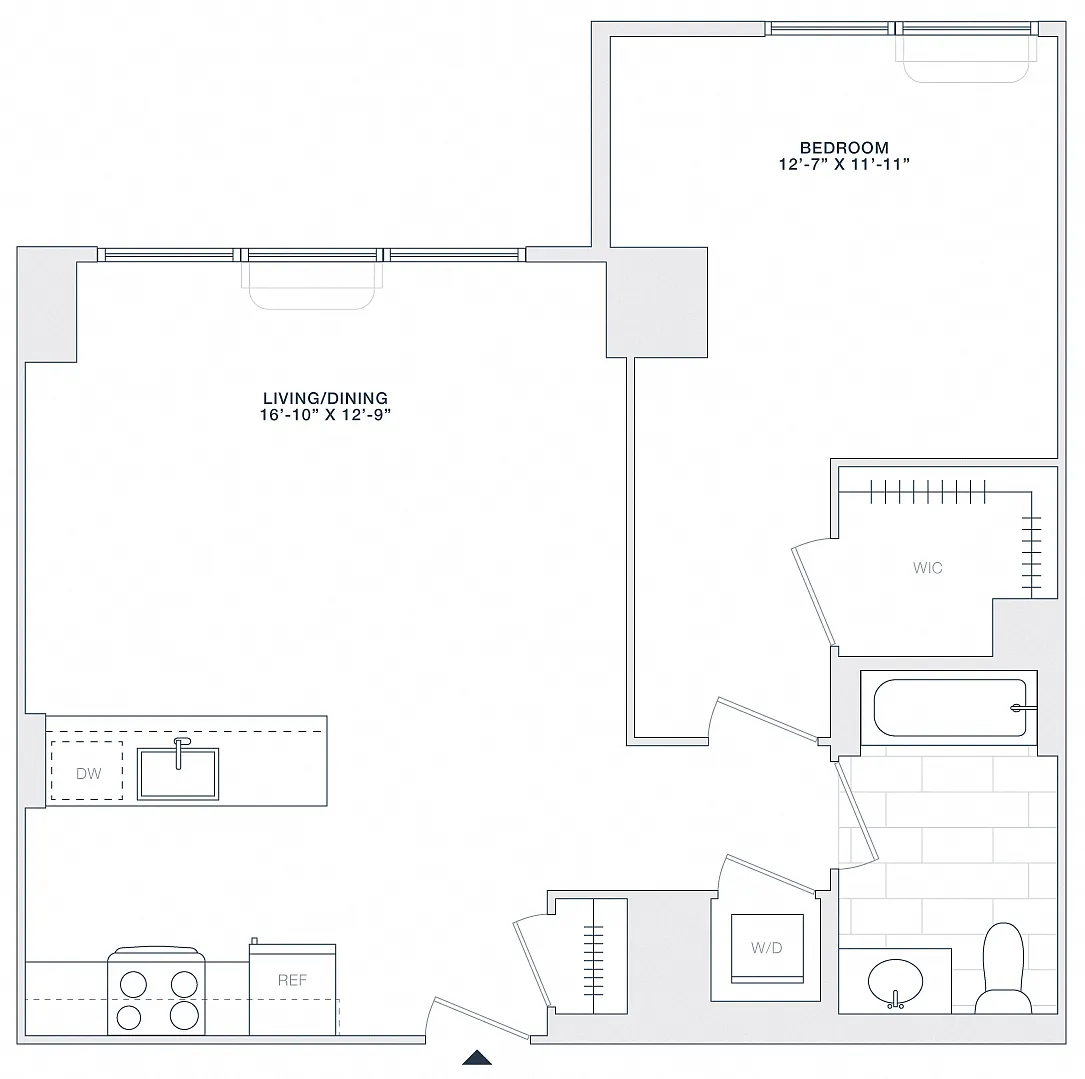 Floor plan 1 BED 1 BATH 750 RSF