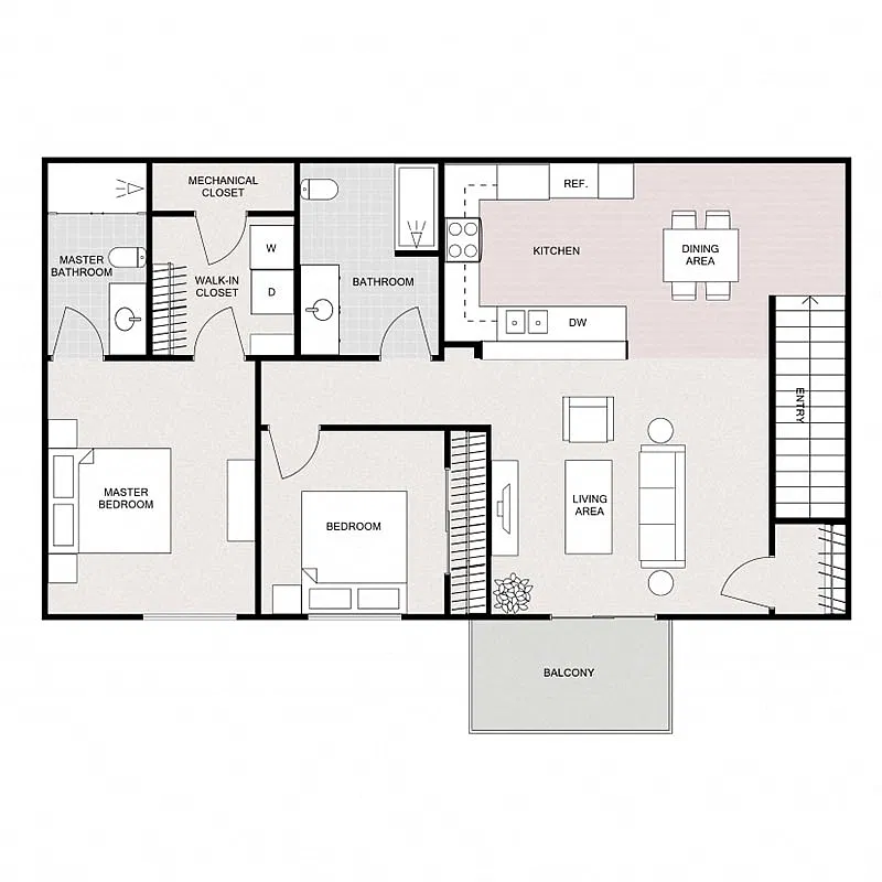 Floor plan 2 BED 2 BATH UPPER INT