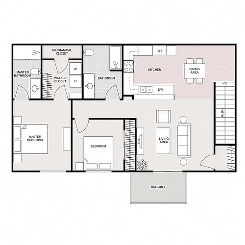 Floor plan 2 BED 2 BATH UPPER INT