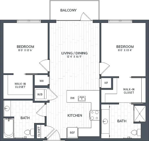 Floor plan B2.1 | 2 Bed | 2 Bath