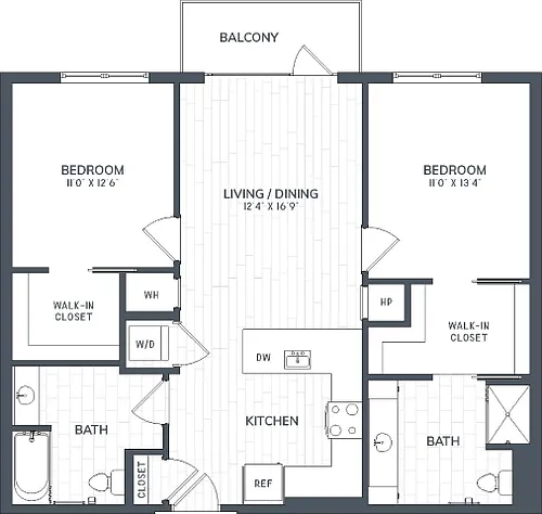 Floor plan BA2 | 2 Bed | 2 Bath