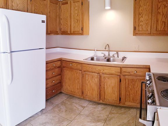 Spacious cupboard and countertop space