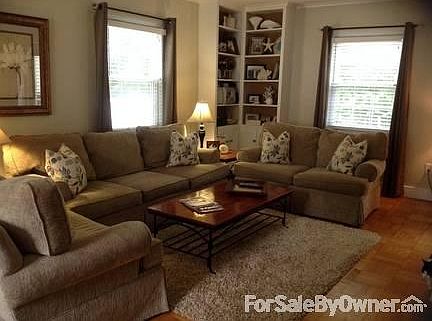 Living Room with Built-in Bookcases