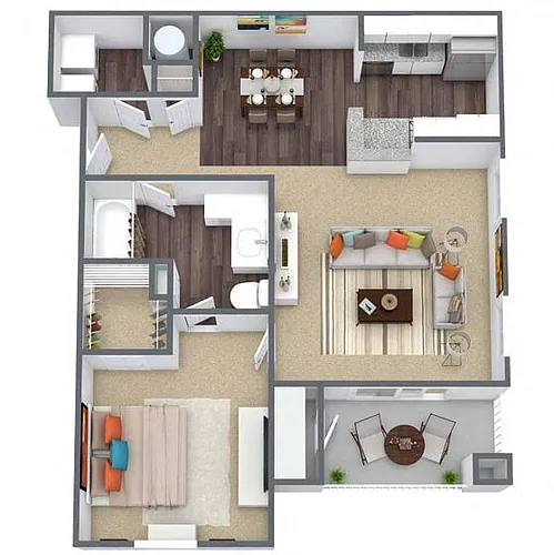 Floor plan A1: 1 Bed 1 Bath