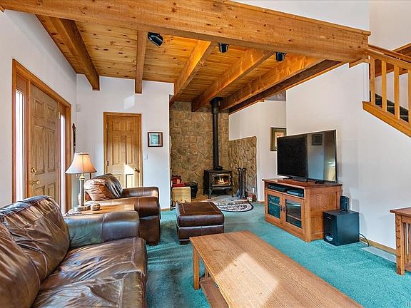Living Room with wood burning stove.