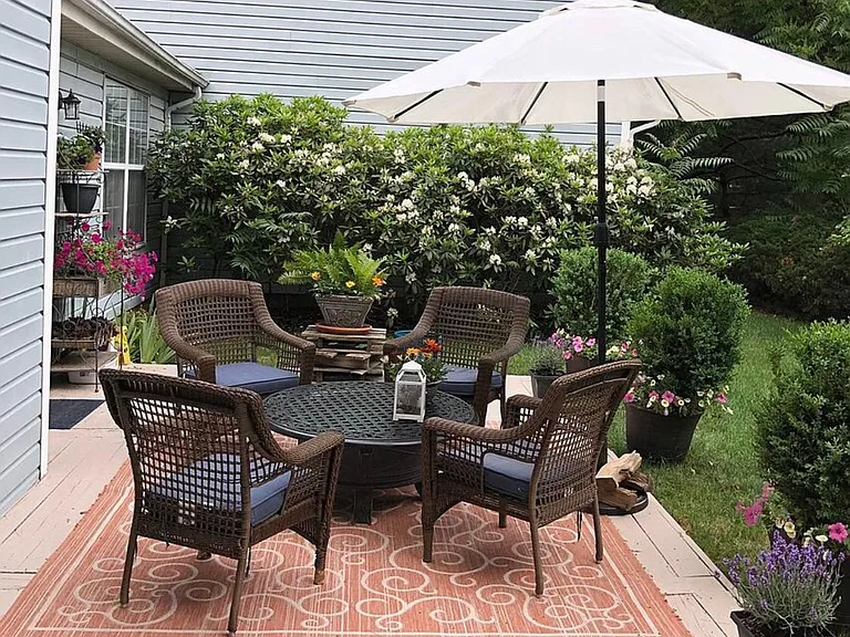Perfect, private backyard patio. BBQ grilling allowed.
