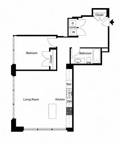 Floor plan 1 Bedroom 1 Bath - I