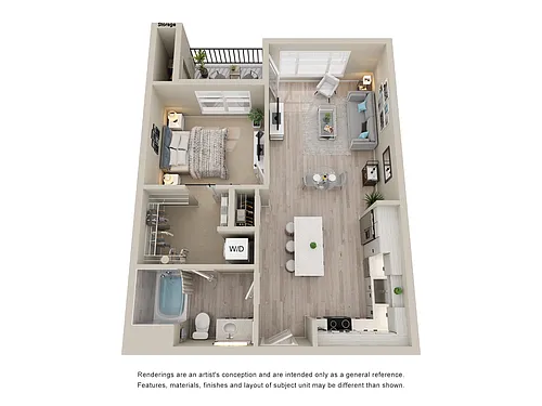 Floor plan 1BD, 1BTH A4