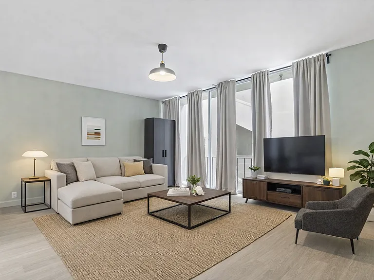 large living room with balcony (AI-staged images)