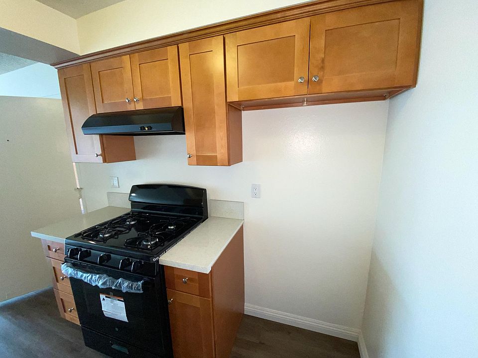 New kitchen countertops, range hood, and cabinets.