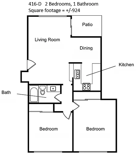 Floor plan 2 Bed 1 Bath