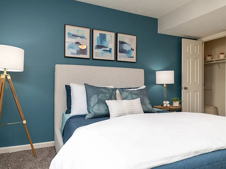 Cozy bedroom with carpet