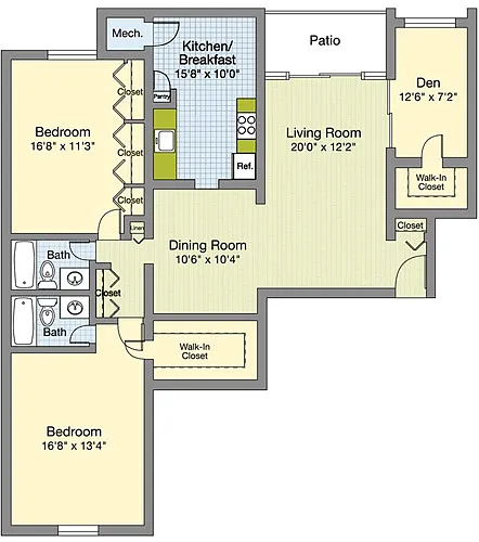 Floor plan Amazon - with Den and Washer/Dryer Large