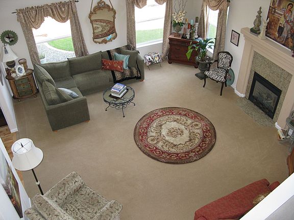 Spacious living room with 20ft ceilings.