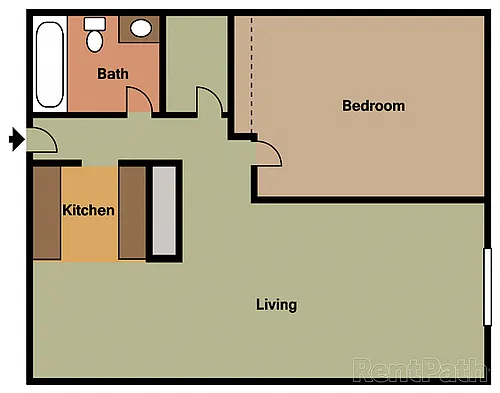 Floor plan 1 Bedroom 1 Bath