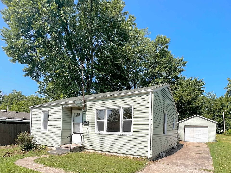 The house has a detached garage