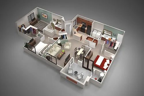 Floor plan Three Bedroom/Two Bath