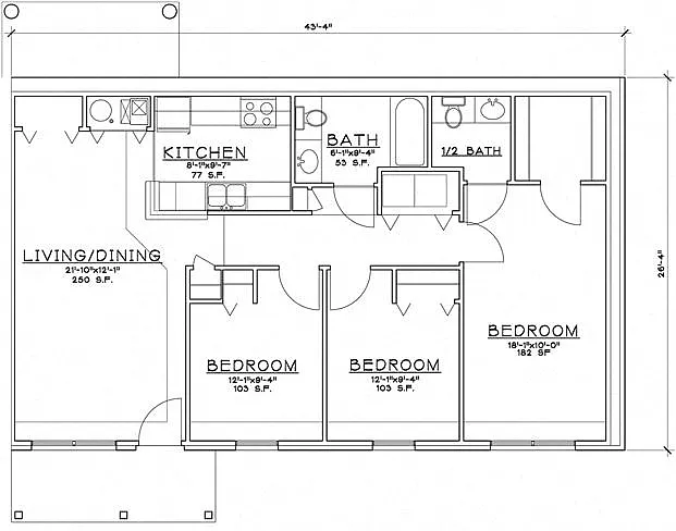 Floor plan 3 Bedroom Unit