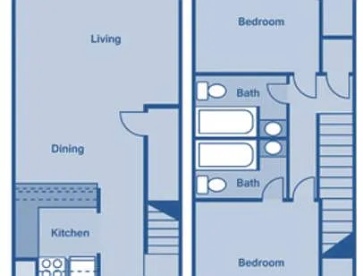 Floor plan 2 Bed 2Bath Townhome