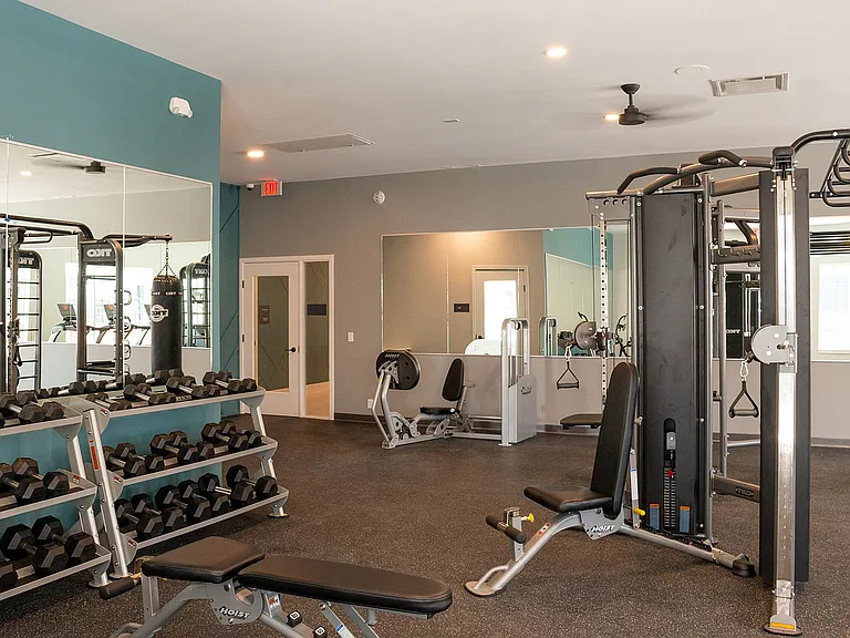 The Nese fitness center includes equipment to do a number of weight and strength training circuits.