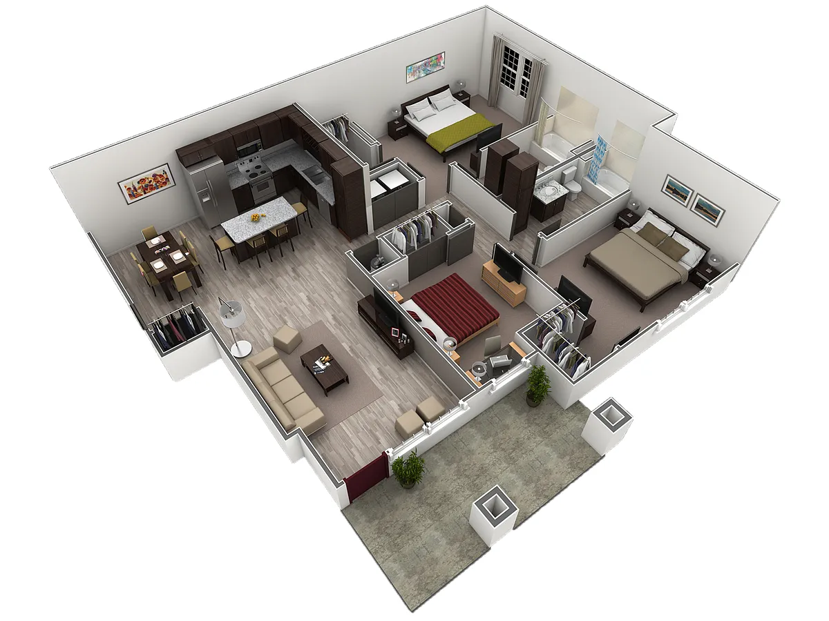 Floor plan 3 BR Grand Courtyard Garage