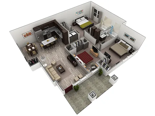 Floor plan 3 BR Grand Courtyard Garage