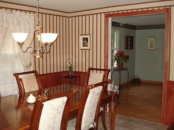bright dining room with marble floor