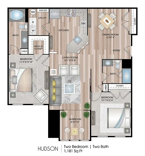 Floor plan Hudson with Sunroom