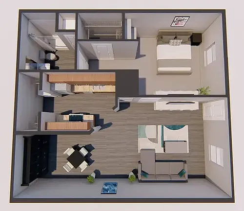 Floor plan 1 Bed 1 Bath Traditional