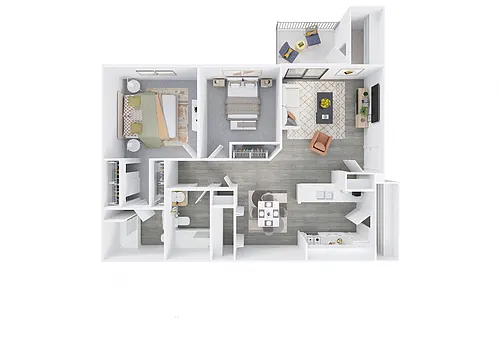 Floor plan Two Bedroom, Two Bathroom