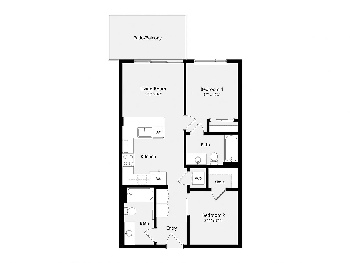 Floor plan Urban Two Bedroom D02A
