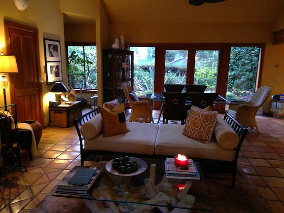 Great room with living/dining area and French doors leading to the deck