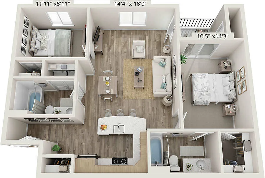 Floor plan 2 Bedroom 2 Bathroom