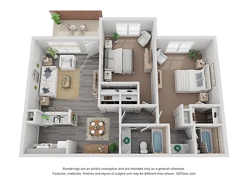 Floor plan 2 Bed 2 Bath Renovated 958 sq ft