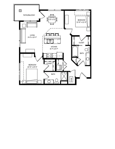 Floor plan 2 Bedroom G2 SIM